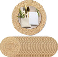 Kochorie Set of 24 Round Woven Placemats 13.5-Inch Natural Water Hyacinth Plant Placemats Hand-Woven Boho Rattan Placemat Wicker Weave Table Mats for Home Dinner Plates Holiday Supplies