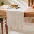Braided Farmhouse Table Runner, Braided Taupe 13x108 Inch, Cotton Linen Table by Unknown