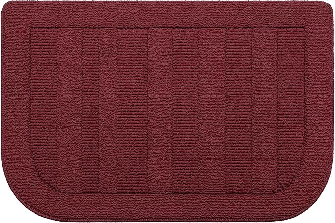 BEQHAUSE 24x36 Inch Kitchen Rug Mat Durable Kitchen Rugs Non-Slip Washable Absorbent Kitchen Mats for Floor Dirt-Resistant Semicircular Kitchen Mat (Red)