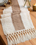 Pureegg Boho Table Runner 12 x 36 Inch, Woven Tassel Design | Dining Table by Pureegg