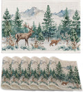 6 Pcs Placemats,Forest Mountain Placemats,Deer Trees Table Mats Washable Recyclable Table Placemat for Indoor Outdoor Heat Resistant Kitchen Dining 12"x18"