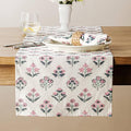 Block Print Floral Decorative Table Runners, 13x72 Inch Pink | 100% Organic by Unknown