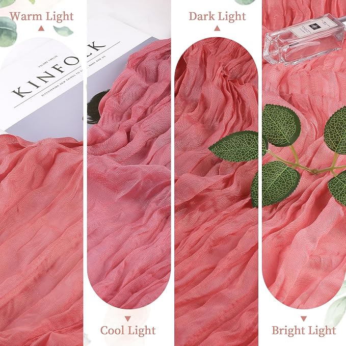 AGIRL 6 Pack Rose Cheesecloth Table Runner 10FT Long Boho Gauze Home Decor | - Image 5