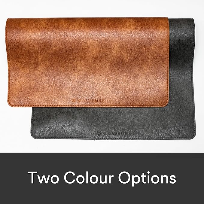 Premium Distressed Faux Vegan Leather Desk Mat | Multifunctional Desk Pad for Home Office | (Black/Grey, 12" x 27.5")