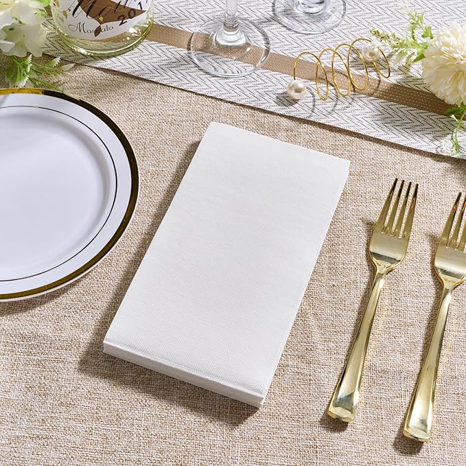Vplus 510 Pack Paper Napkins Guest Towels Disposable Premium Quality 2-ply Dinner Napkins Disposable Soft, Absorbent, for Kitchen, Parties, Dinners or Events(White)