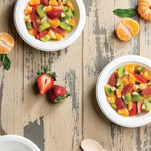 100% Compostable Paper Bowls 12 oz. [1000 Count] Heavy-Duty Soup Bowls - Natural Brown Color Unbleached Bagasse Bowls - Eco-Friendly Disposable Biodegradable Sugarcane - [Bulk Case 8 x 125 Pack]