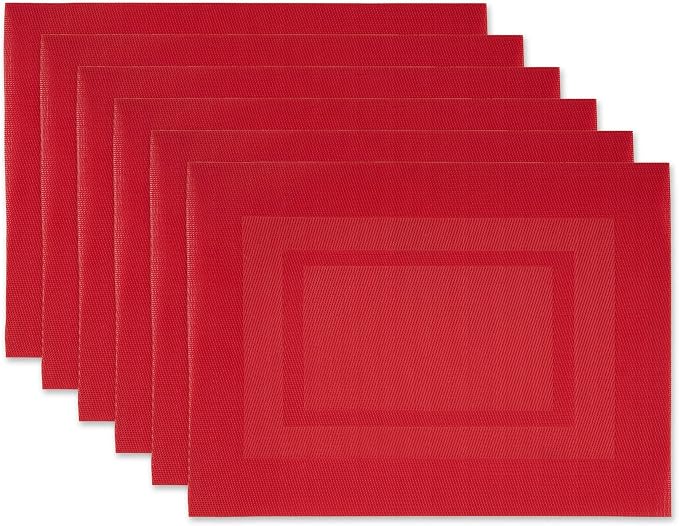 DII PVC Tabletop Collection Woven Indoor/Outdoor, Placemat Set, Tango Red by DII