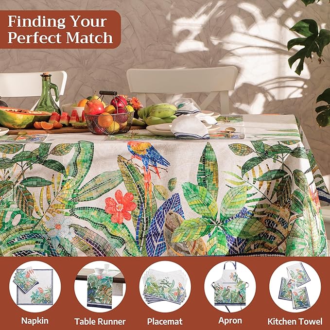 Maison d' Hermine Premium Table Cloth Square Table 100% Combed Cotton 70 x 70 Inches Tablecloth Reusable Decorative for Dining Room, Farmhouse, Home, Party, Festive & Wedding - Mosaic