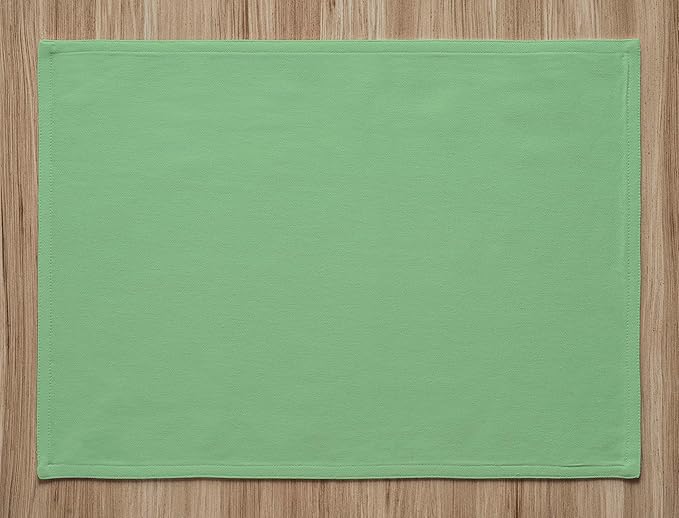 Calicot Placemats Set of 6 100% Cotton Washable Cloth Place Mats, Reusable Table Mats for Spring/Summer & Thanksgiving Christmas Decorations Kitchen Dining Party Wedding (Fair Green, 13" x 19")