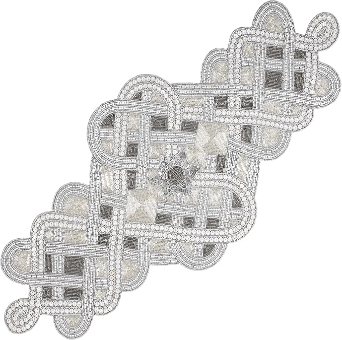 Handmade Beaded Table Runner 13 x 36 Inch, Elegant Dining Table Centerpiece by ALPHALivingHOME