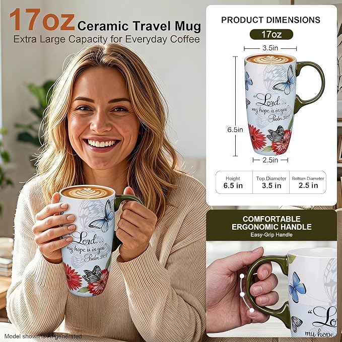 Topadorn 2 Pack Ceramic Travel Mugs - Image 2