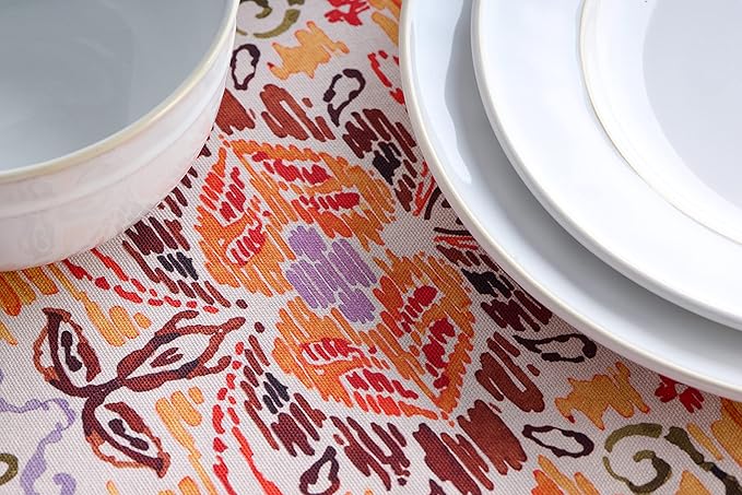 Maison d' Hermine Table Cloth Rectangle Table 100% Cotton 70 x 120 Inches Fall Tablecloth Reusable Everyday Use for Thanksgiving Christmas Decorations Dining Farmhouse Party (Damask)