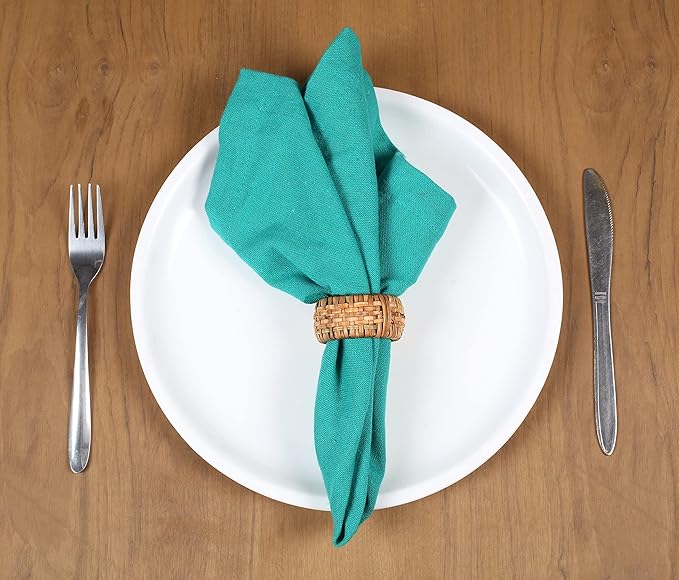 Alpha Living HOMEBoho Chic Dining décor Set of 12 - Handmade Napkin Rings Rustic Woven Rattan Napkin Holders for Dining Table, Weddings, Parties, Holiday Gatherings, and Everyday Use (Natural)