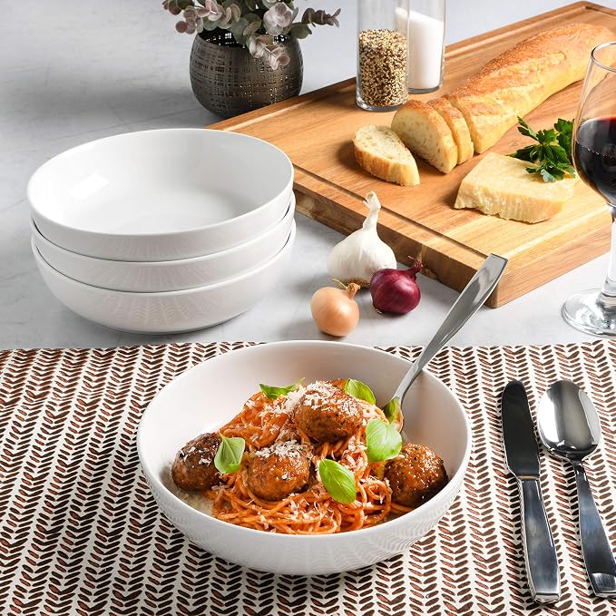 Gibson Home Zen Buffet 4-Piece 41oz Salad Bowls Porcelain Ceramic Chip and - Image 6