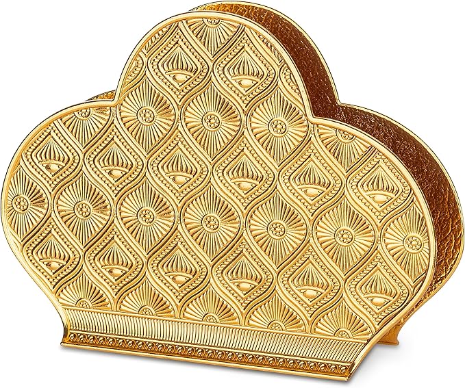 Alisveristime Zamac Napkin Holder – Decorative Elegant Metal Napkin Organizer for Table or Countertop Use (Gold)