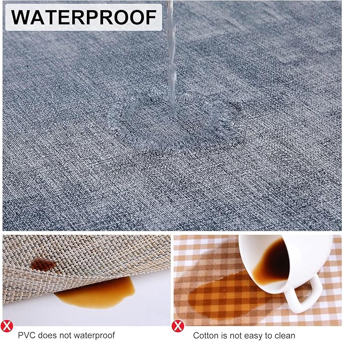 homing Faux Leather Heat Resistant Placemats 12 Packs, Waterproof Wipeable Dining PU Place Mats for Indoor & Outdoor, Easy to Clean, Denim Blue