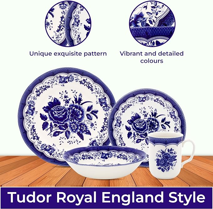 Tudor Royal 24-Piece Porcelain Round Dinnerware Set, Service - Image 5