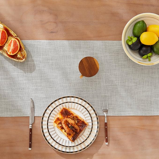 Rustic Cotton Linen Table Runner, 13x36 Inches Light Grey | Farmhouse Style - Image 5