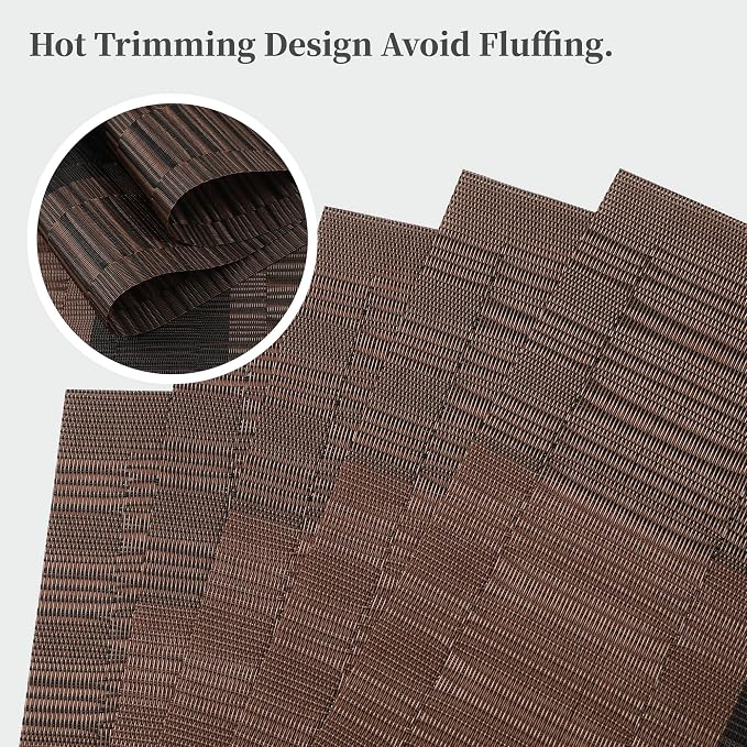 Leetaltree Brown with Black Striped Placemats Set of 4 - Image 3