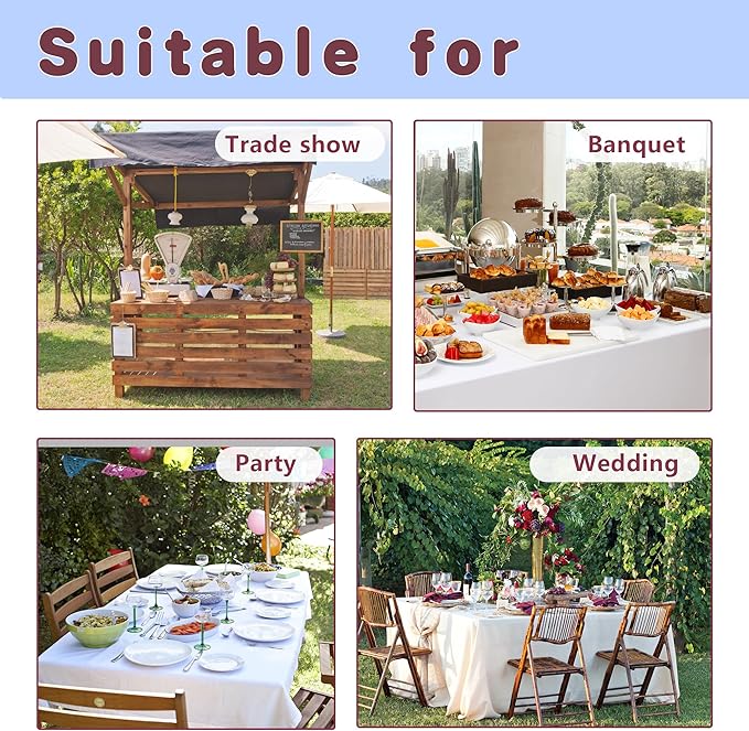 HolidayIdeas Fitted Table Covers - 96 x 30 Inch - Butter Cream 4 Pack Rectangle Tablecloths for 8 Foot Folding Tables, Parties, Holiday Dinner, Wedding, Trade Show