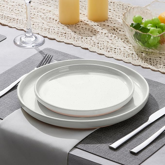 LIANYU Dinner Plates Set of 4, 10.5 Inch Large & Round Porcelain Dinner Plates, Stoneware Dishes Set for Serving Salad, Dessert, Appetizer, Oven, Microwave & Dishwasher Safe, Stackable, Four-color