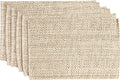 Sweet Home Collection 100% Cotton Placemats for Dining Room Rectangle Two Tone Woven Fabric 13" x 19" Soft Durable Table Mat Set, Set of 4, Eggshell
