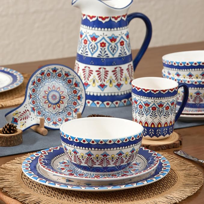 Bico Boho Totem Salad Plates Set of 4, 8.75 Inch Ceramic Dessert Plates - Image 5