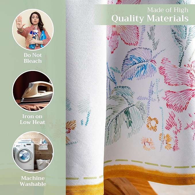 Maison d' Hermine Table Cloth Round Table 100% Cotton 69 Round Inches Tablecloth Reusable Decorative for Dining Room Farmhouse Home Valentines Day Decorations Spring Summer - Paradise Island