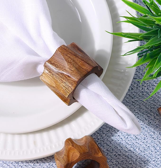 ALPHA Living HOME Napkin Rings Set of 12 for Dinner Parties, Weddings Receptions, Family Gatherings, Everyday Use - Set Your Style with Daily Use Table Décor Accessories (Brown)