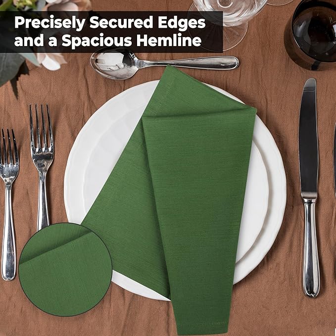 Urban Villa Cloth Napkins Set of 12 20x20 Inches 100% Cotton Napkins Cloth Washable Durable Reusable Absorbent Table Dinner Napkins Cloth for Christmas Parties Hotel Lunch Restaurant Weddings - Green