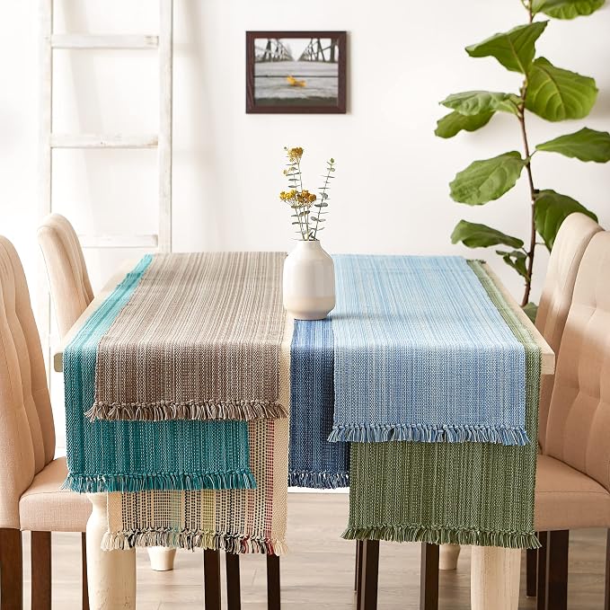 DII Variegated Tabletop Collection, Table Runner, Artichoke Green - Image 6