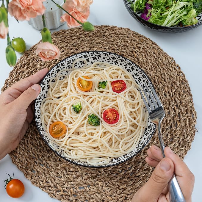 LEHAHA Ceramic Pasta Bowls Set of 4, 8.25" Large Porcelain Salad Bowls Soup Bowl - Image 3