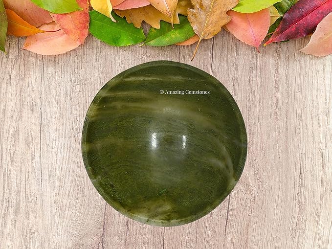 Vesuvianite Crystal Bowl - 2 Inch Decorative Bowls for Room and Home Decor - Gemstone Healing Crystals for Elegant Display, Positive Energy Balance and Gift