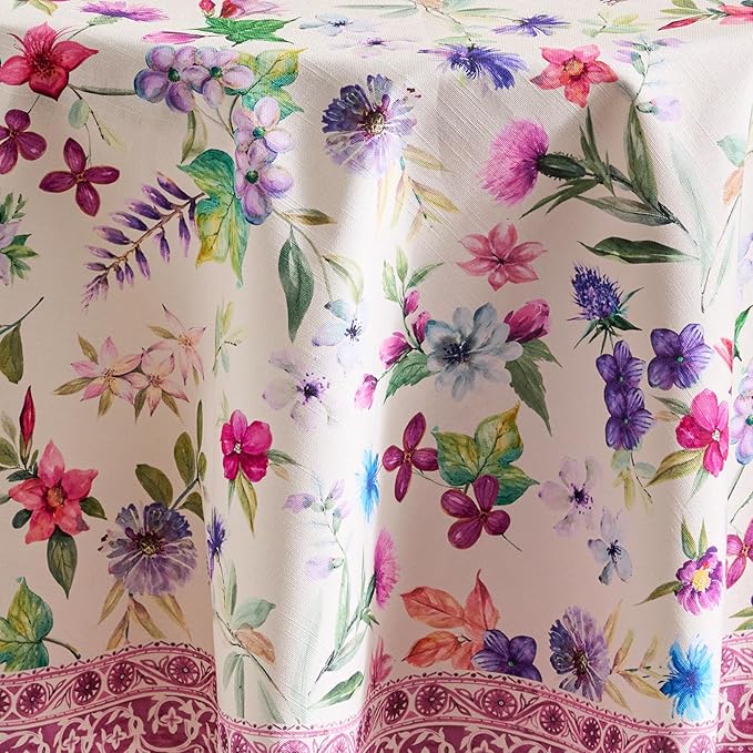 Maison d' Hermine Table Cloth Round Table 100% Cotton 63 Round Inches Tablecloth Reusable Decorative for Dining Room Farmhouse Home Valentines Day Decorations Spring Summer - Chardon