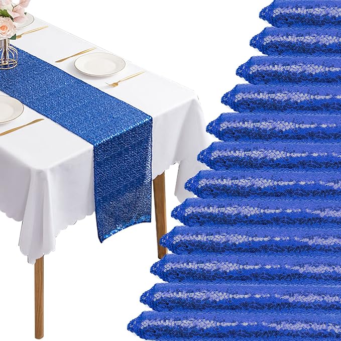 12 Packs 12 X 72 Inch Sequin Table Runner Glitter Dining Table Runner by Fivenl