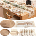 6 Sets Boho Decoration Placemats Round Woven Placemats, Cloth Napkins, Wood by Gandeer