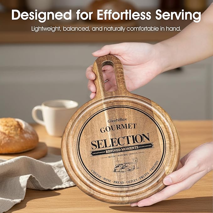 Acacia Wood Charcuterie & Cheese Board Set, 2-Piece Mini Serving Boards for Cheese, Fruit, Nuts & Appetizers – Elegant Snack Boards for Entertaining & Gift Giving
