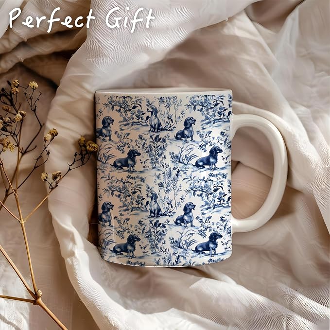Chinoiserie Dachshund Mug, Grandmillennial Sausage Weiner Dog Coffee Tea Mug - Image 5