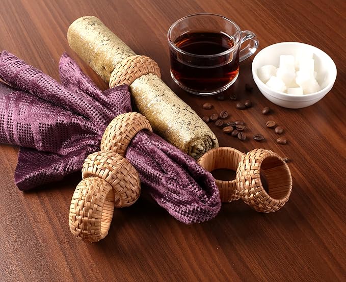 CLEENTABLE Jute Napkin Ring, Hand Wovwn Napkin Rings - 12-Pcs Handmade Rattan Napkin Holders Fall Farmhouse Napkin Rings for Thanksgiving, Christmas, Wedding Table Decoration (Natural)