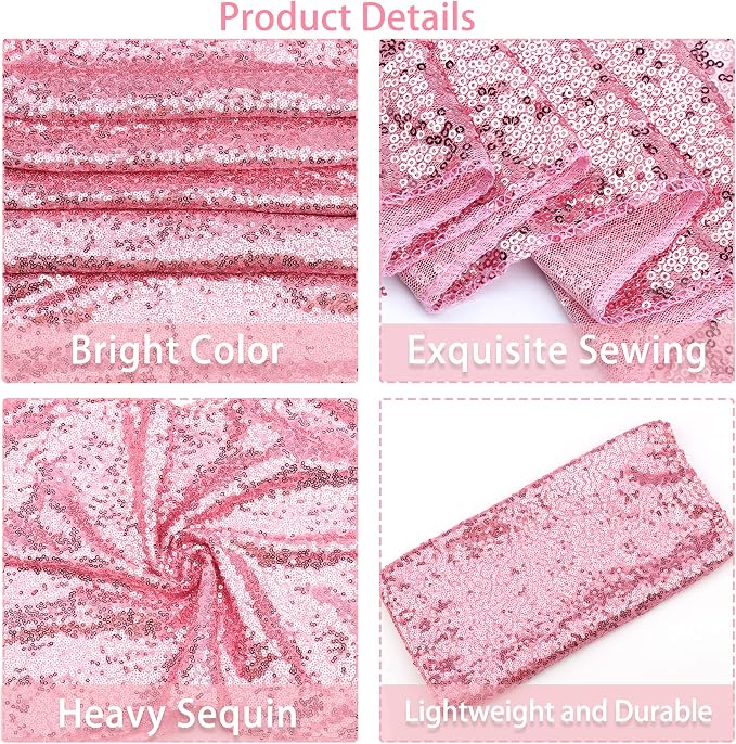 12 Packs 12 X 108 Inch Pink Sequin Table Runner Glitter Dining Table Runner - Image 4