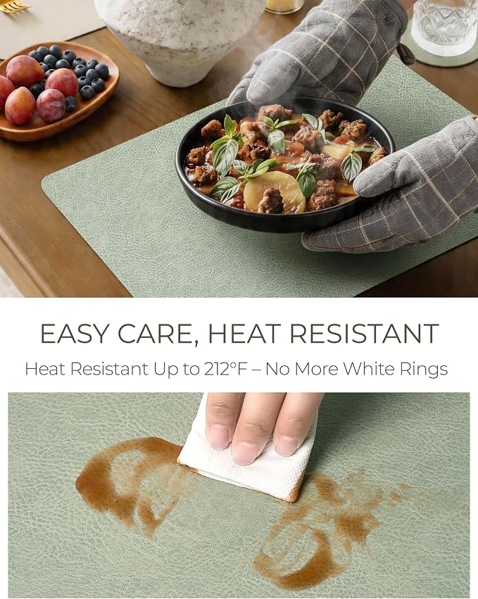 Leetaltree Reversible Faux Leather Placemats Set of 8, 12x17 Inch, Heat - Image 5