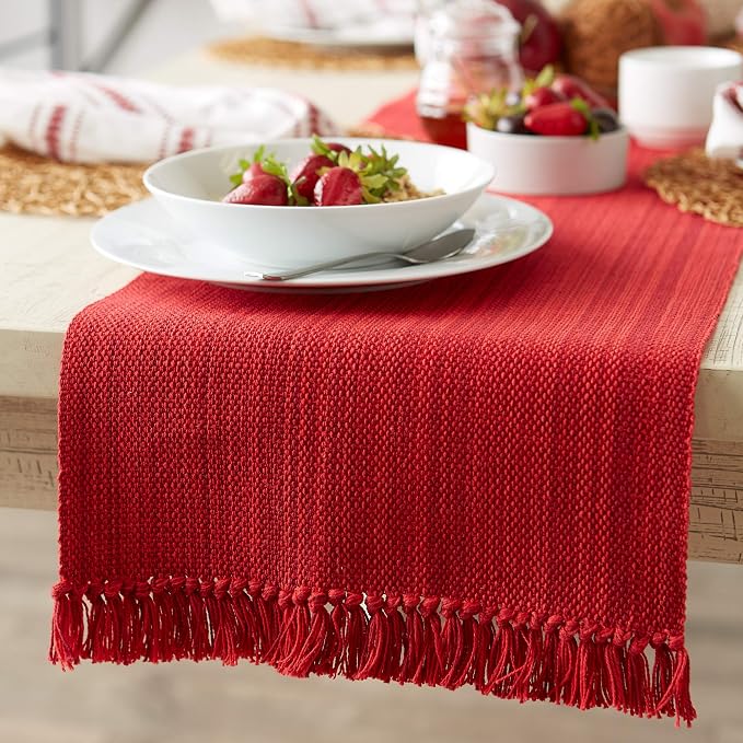 DII Variegated Tabletop Collection, Table Runner3x72, Tango Red - Image 2