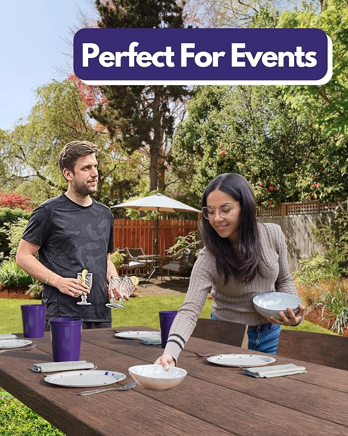 PartyPrints 100 Pack 16 oz Purple Reusable Blank Plastic Cups, Stadium Cups - Image 6