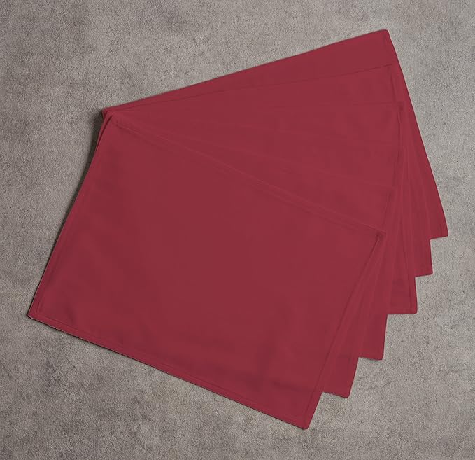 Calicot Placemats Set of 6 100% Cotton Washable Cloth Place Mats, Reusable Table Mats for Spring/Summer & Thanksgiving Christmas Decorations Kitchen Dining Party Wedding (Reddish Brown, 13" x 19")