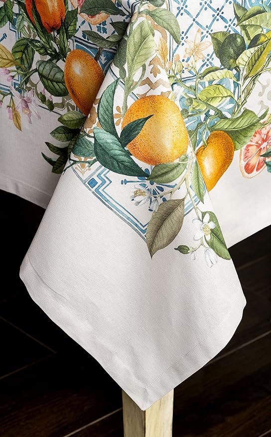 Maison d' Hermine Table Cloth Rectangle Table 100% Cotton 70 x 90 Inches Tablecloth Reusable Decorative for Dining Room Farmhouse Home Valentines Day Decorations Spring Summer - Agrume