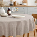 JIUZHEN Round Table Cloth Faux Linen Farmhouse Tablecloth Wrinkle and Stain Resistant Decorative Fabric Table Cover for Kitchen, Dining Room, Parties and Camping, Stone, 70 Inch Round
