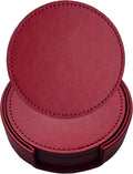 Set of 6 Leather Coasters, Round Coasters by PACEKONER