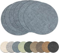13" Round Placemats Set of 6, Reversible Faux Leather Heat Resistant Table Mats, Waterproof Oilproof Wipeable Table Protective Placemats for Vinyl, Washable for Indoor & Outdoor Use (6, Light Blue)