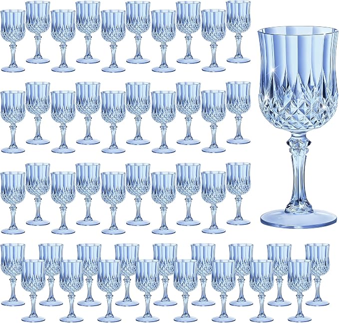 7OZ Plastic Wine Glasses, Reusable Vintage Goblets Unbreakable Drinking Glasses by Unknown