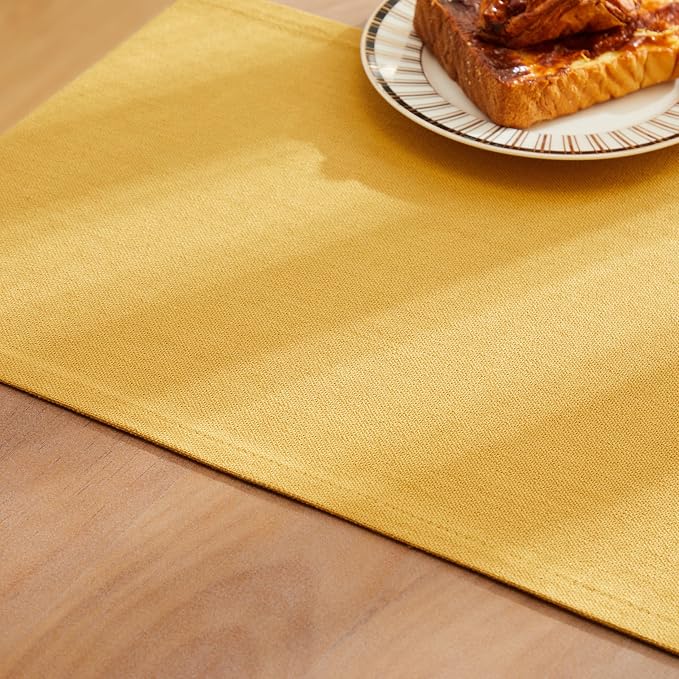 Rustic Cotton Linen Table Runner, 13x36 Inches Yellow | Farmhouse Style Linen - Image 6